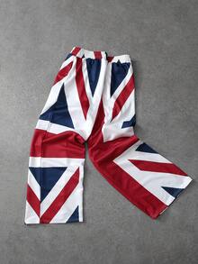 ROMWE MEN 男士国旗图案松紧腰阔腿休闲裤 - 彩色 - 查看 1