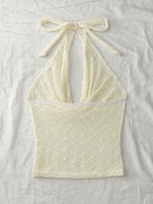 Roelina Women's Summer Vacation Textured Sheer Spaghetti Strap Camisole - White - View 2