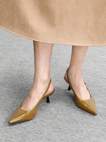 CUCCOO BIZCHIC Lemon Yellow Pointed Toe Stiletto Heel Fashionable Minimalist French Style Versatile Women High Heel Pumps, Spring/Autumn Valentine's Day - lime yellow - View 4