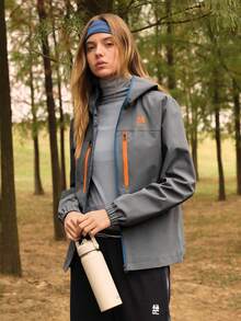 SHEIN In My Nature Women's Letter Print Long Sleeve Zip-Up Hooded Casual Jacket