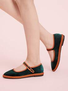 CUCCOO DOLLMOD Giày bệt nữ kiểu dáng thường ngày, đa năng, phù hợp đi làm hàng ngày. - Màu xanh lá cây đậm - Xem 3