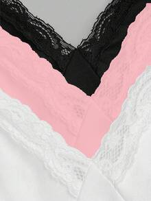 Sweetra 3件套加大码女式蕾丝吊带背心套装，休闲舒适 - 彩色 - 查看 4