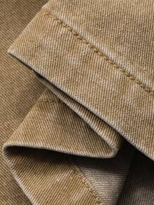 DAZY Women's Casual Denim Outfit - Round Neck Short Sleeve Top And Pants Set - Khaki - View 7