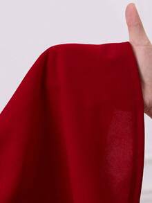 少女春夏休闲优雅修身羊腿袖甜心领拼接喇叭下摆连衣裙，红色，适合情人节、母女装 - 紅色 - 查看 5