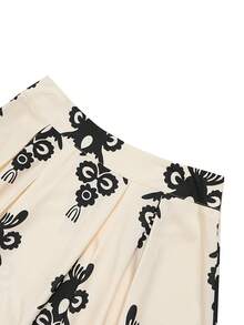 Franclia Women's Casual Vacation Beach Pleated Allover Print Skirt, Summer - Apricot - View 3