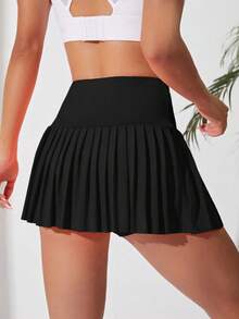 SHEIN Velisys Váy quần vợt tennis, váy quần golf xếp ly cạp cao có quần short bên trong, cạp rộng, váy quần lót thoải mái, váy quần thể thao, chạy bộ, pickleball. - màu đen - Xem 6