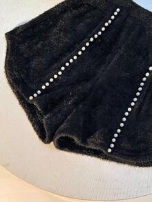 GlowEve Women's Pearl Decorated Warm Shorts - Black - View 7