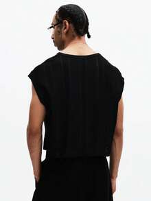 SUMWON Sleeveless Tank Top Ribbed Texture Crew Neck Summer Casual Muscle Tee Vacation Beach Lightweight - Black - View 2