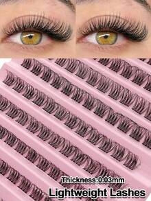 Rikuaild 110 Clusters DIY Eyelash Extension Strong Wispy Soft Cluster Lash Thin Band Crossed Natural False Eyelashes Lash Clusters,Eye Lash Clusters,Individual Eyelashes,Lashes,Fake Lashes - D - View 7