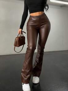 EMERY ROSE Quần ống loe in hình môi dành cho nữ - màu nâu - Xem 4