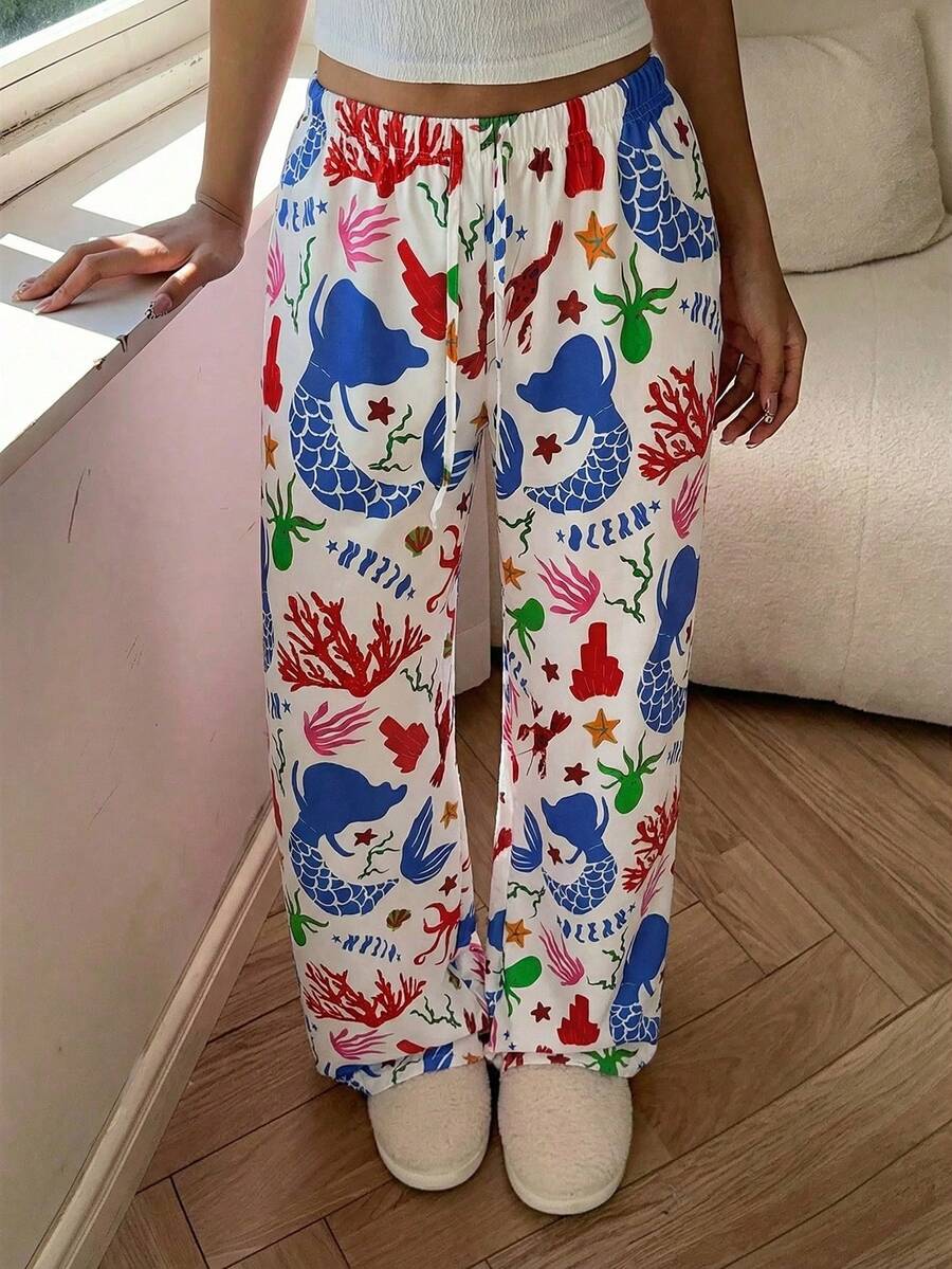 Aloruh Women's Octopus Print Casual Lounge Pants, Spring/Summer - Multicolor - View 1