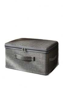 布艺收纳箱 可折叠布盒 带盖 适用于衣物、玩具和家居收纳 棉麻材质 卧室收纳整理箱