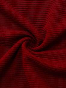 SHEIN 大码夏季度假舒适纹理面料度假贝壳装饰配饰大码坦克泳衣套装，大码坦克泳衣 - 酒紅色 - 查看 3