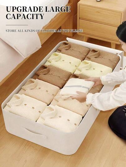 1 st extra bred förvaringslåda under sängen stor kapacitet platt design lådformad arrangör för kläder, filtar säsongskläder sängram platsbesparande hushållsgarderob multifunktionell behållare