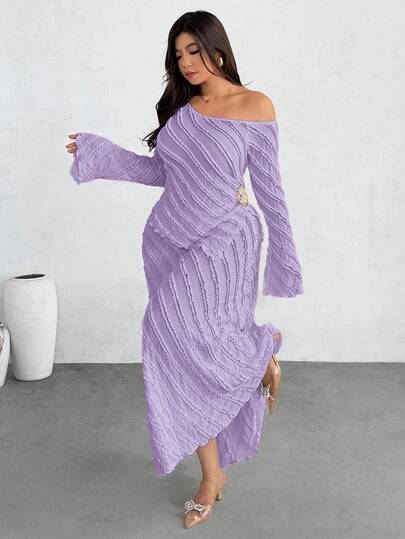 Firerie ملابس أنيقة لحفلات المناسبات الخاصة، تتكون من ملابس علوية بأكمام واسعة وتنورة ذات خصر غير متماثل للمرأة البدينة