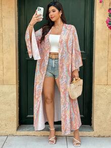 Ceyna Áo khoác cardigan dài tay, dáng rộng, họa tiết paisley nhiều màu sắc, kiểu dáng bohemian mới dành cho nữ, chất liệu nhẹ. - Nhiều màu - Xem 6