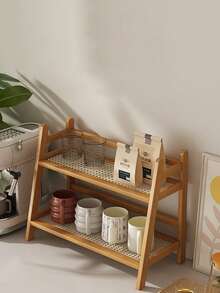 Madebyblanc 1 pieza Estantería de almacenamiento de escritorio minimalista de doble capa, estantería de almacenamiento de cosméticos y snacks, y estantería para colocar y organizar figuras - Multicolor - Ver 3