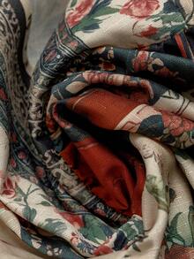 Sunspun 复古花卉拼接印花休闲优雅宽松裤，夏季女装 - 彩色 - 查看 5