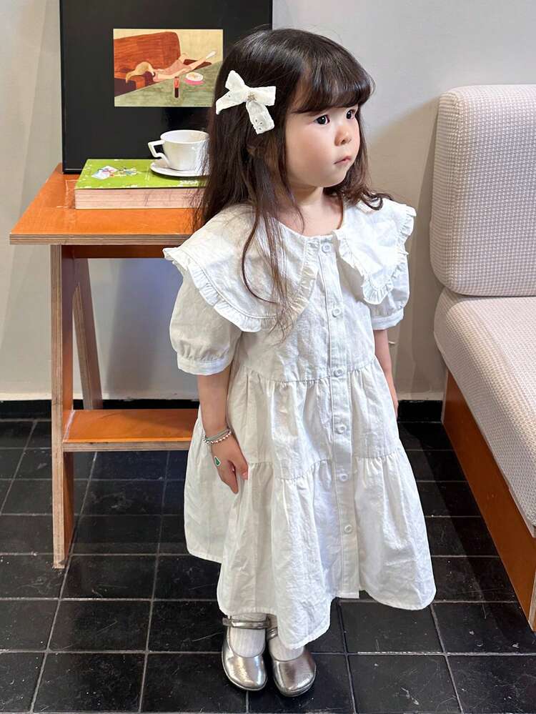 Toddler Girls' Collar Sweet Cute Korean Style Fresh Spring/Summer Dress