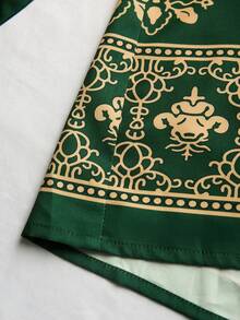 Franclia Đầm hoa cỡ lớn dành cho nữ, cổ chữ V, cài cúc phía trước, thắt eo, kiểu vintage, đầm mùa hè, đầm maxi hoa cho kỳ nghỉ, mùa xuân/hè. - màu xanh lá - Xem 4