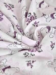 EURMUSE 女士纯棉两件套花熊图案圆领短袖衬衫长裤家居服可爱睡衣套装 - 彩色 - 查看 6