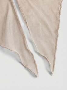 ROMWE Goth Top bandeau con bufanda desmontable de malla con pliegues laterales sexy para mujer - Caqui - Ver 4