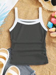 Girls Casual Back To School Knit Cami Tween - Dark Grey - View 6