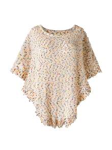 CosyJoli Áo choàng poncho dệt kim 3D kiểu Pháp thanh lịch, cỡ lớn, nhiều màu sắc, thích hợp cho nữ mùa xuân/hè. - Nhiều màu - Xem 2