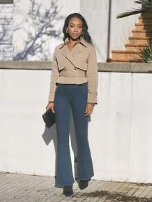 Yess Loren 插肩袖扣带风衣，秋季服装女式夹克