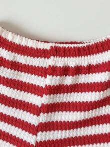 Playful Pals 女婴夏季红白条纹吊带背心和短裤两件套，适合休闲、户外、度假和旅行 - 彩色 - 查看 7