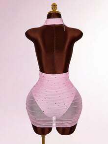 Amplova 水钻装饰露背紧身无袖派对礼服 - 粉色 - 查看 2