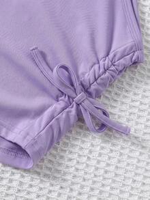 SHEIN 4件套少女纯色针织短款修身休闲背心套装 - 彩色 - 查看 3