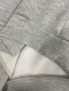 SHEIN Sudadera casual minimalista de color de contraste para tallas grandes, otoño - Gris - Ver 5
