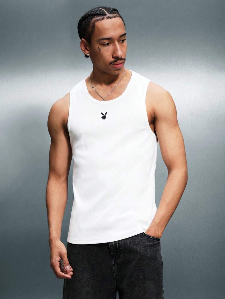 PLAYBOY X SUMWON Prążkowany top bez rękawów z logo