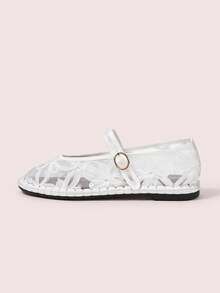 CUCCOO DOLLMOD Women's Casual Versatile Commute Daily 3D Floral Mesh Flats Spring Shoes - White - View 3