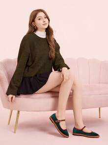 CUCCOO DOLLMOD Giày bệt nữ kiểu dáng thường ngày, đa năng, phù hợp đi làm hàng ngày. - Màu xanh lá cây đậm - Xem 6