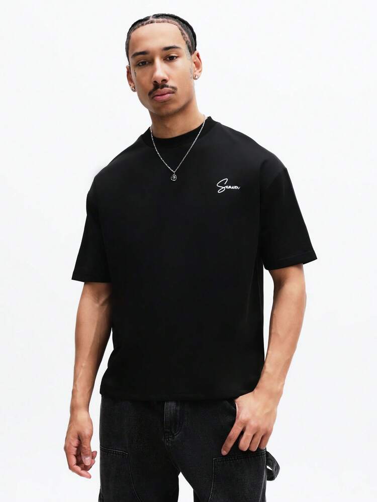 Oversized Tee With Script Back Print