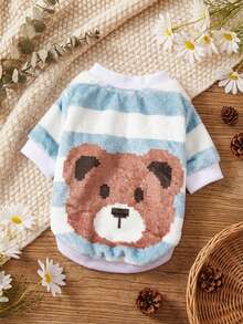 PETSIN Áo nỉ in hình mặt gấu nâu, phối màu, dày dặn, ấm áp, thích hợp cho thú cưng, thích hợp cho mùa thu đông. - Nhiều màu - Xem 1