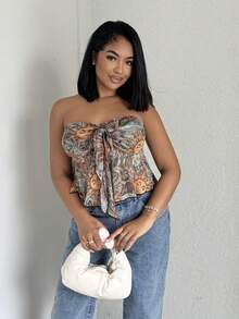 Alexandranx توب كامسول مطبوع بتصميم جرافيك مصنوع من القطن المحبوك للنساء لفصل الخريف/الشتاء - متعدد الألوان - مشاهدة 4