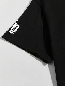 Manfinity EMRG Áo thun nam cổ tròn tay ngắn in chữ, dáng rộng thoải mái, đa năng. - màu đen - Xem 5