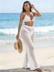 Swim Vcay 鏤空勾織罩衫長褲