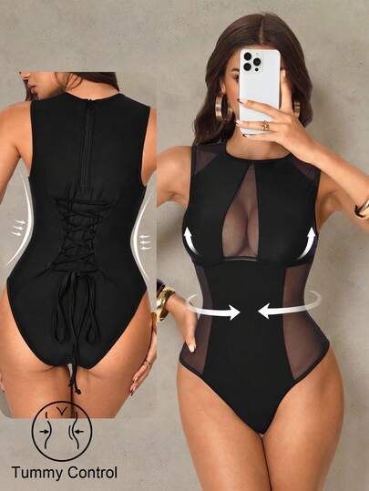 Shapewave 2026 New Women's Swimwear ArrivalFor School,Suitable For Holiday, Date, Afternoon Tea, Western, Cruise, Beach, Island, Road Trip, All Seasons, Music Festival, Boho Vacation,Bohemian Vacation, Chill Autumn ,Western Boho ,Elegant Tops For Women Sheer Mesh One Piece Swimsuit, Elegant & Sexy For Beach/Resort Wear Mesh Swimsuit Swimsuit Tummy Control Bathing Suit Full Coverage Body Shaping Swimsuit Mesh Bodysuit Bodysuit For Women Bodysuits For Women Romper Sexy One Piece Swimsuit Women Curve Bodysuit Tummy Control Bodysuit Bodysuit For Women Romper