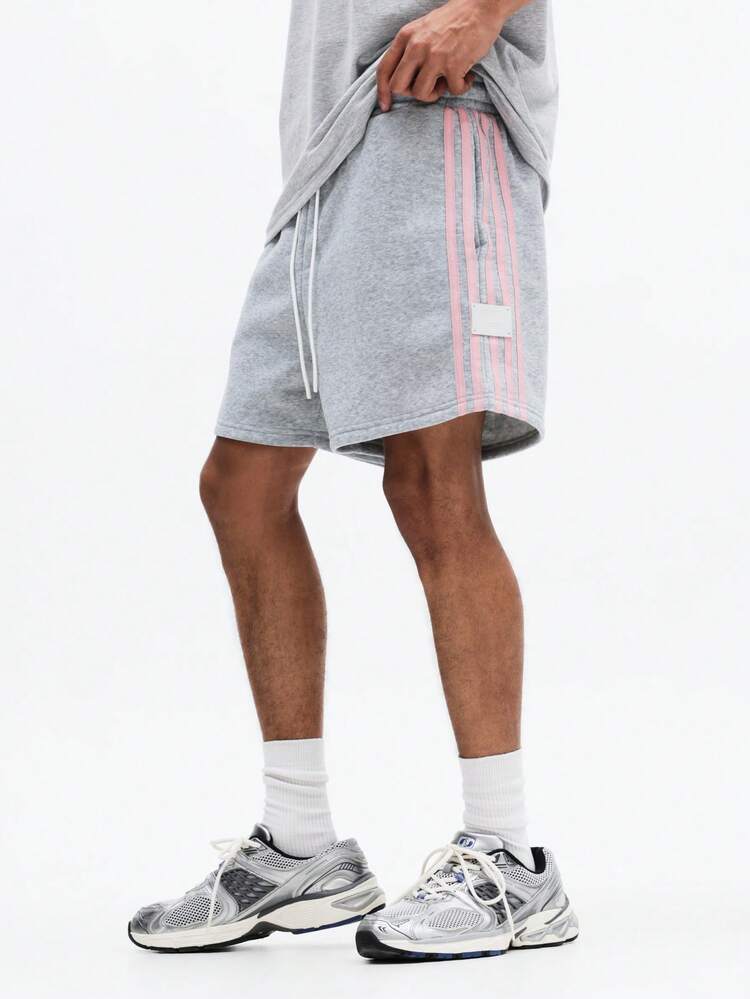 Heather Drawstring Shorts With Side Stripes