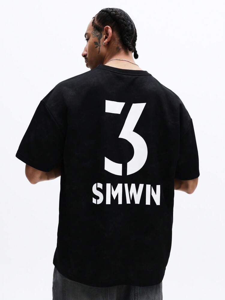 Oversized Number Print Crew Neck Tee