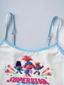 Trolls X SHEIN Bộ áo ngực và quần lót họa tiết hoạt hình dễ thương thoải mái cho nữ - Màu xanh lam - Xem 5