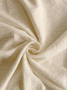 Roveilla 女士优雅法式休闲/通勤/度假浪漫高端下午茶衬衫，蕾丝领，胸前镂空，刺绣袖子，亚麻质感面料，长袖 - 杏色 - 查看 8