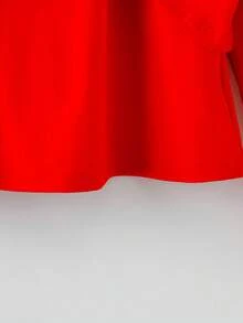 Franclia Plus Size Women's Red French Style Elegant Autumn Party Casual Long Sleeve Twist Bow Top,Hollow Out Concert T-Shirt - Red - View 5