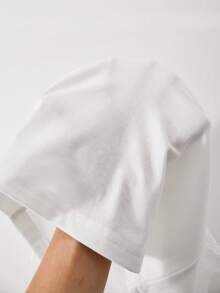 Tween Girl Contrast Lace Butterfly Sleeve Twist Hem Tee,Holiday,Summer,Travel Ruffle Sleeve Top Girls White Tops For Girls - White - View 5