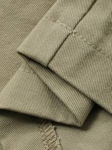 Livesso 女士高腰褶皱休闲宽松阔腿裤 - 卡其色 - 查看 7