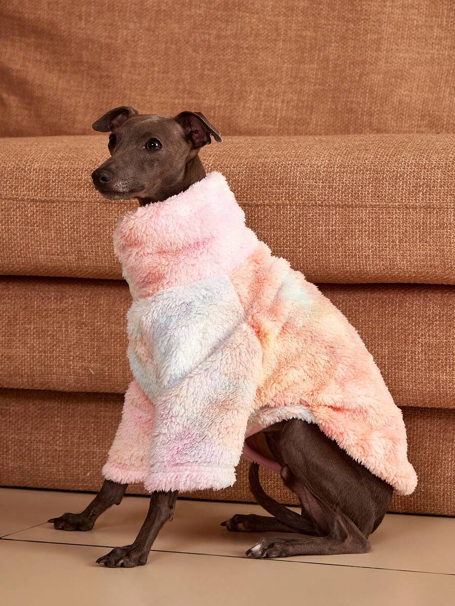 PETSIN Pawparrel 1pc Pet Autumn/Winter Double Sided Plush Elastic Comfortable Warm Fabric High Neck Dog Sweatshirt - Multicolor - View 1